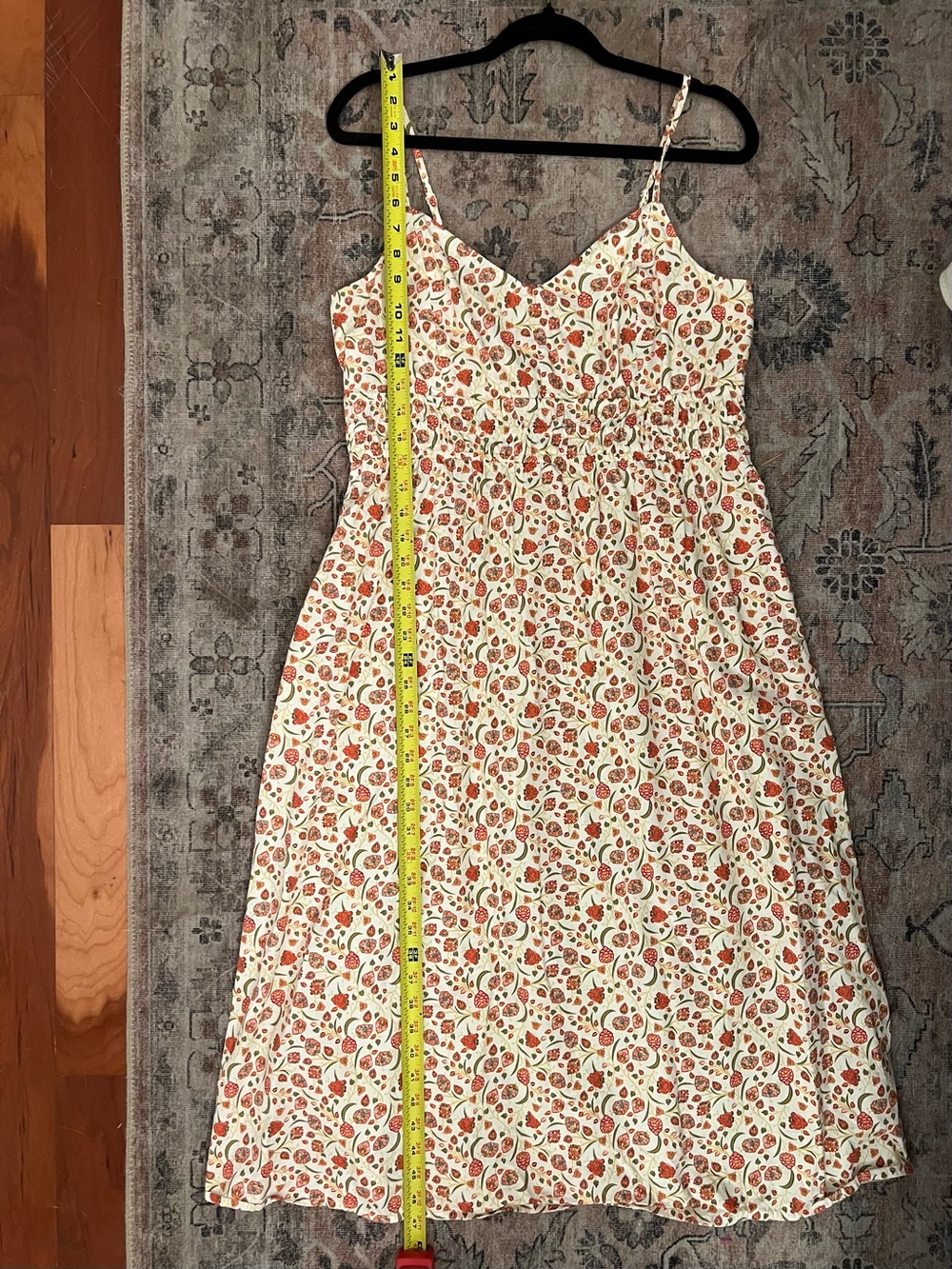 Old Navy Cream Midi Sundress with Red Floral Print Spaghetti Strap size Large - Picture 9 of 9
